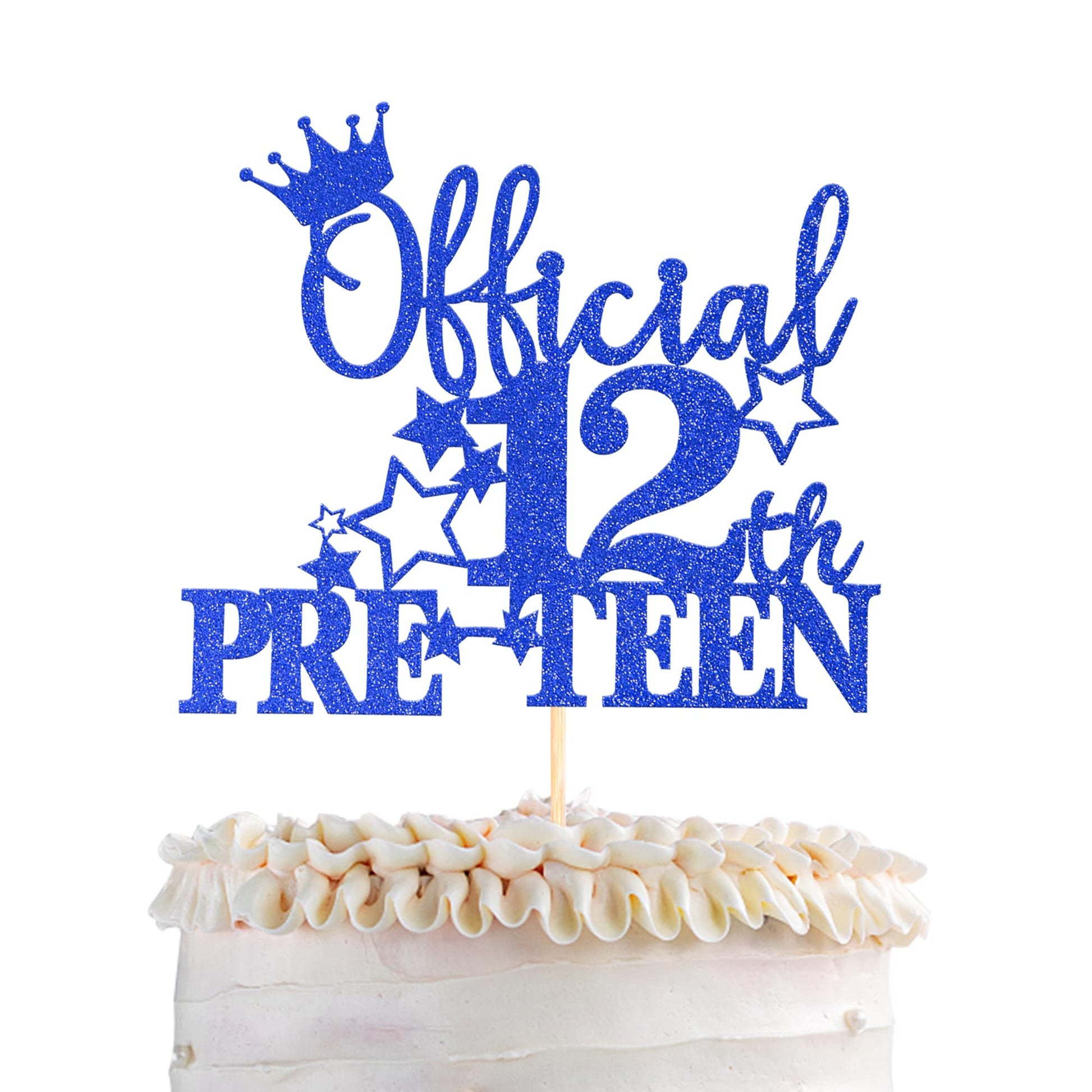 YCTHUNFISH 12th Birthday Cake Topper Glitter Paper Decoration - Cheers to 12 Years Old - Blue