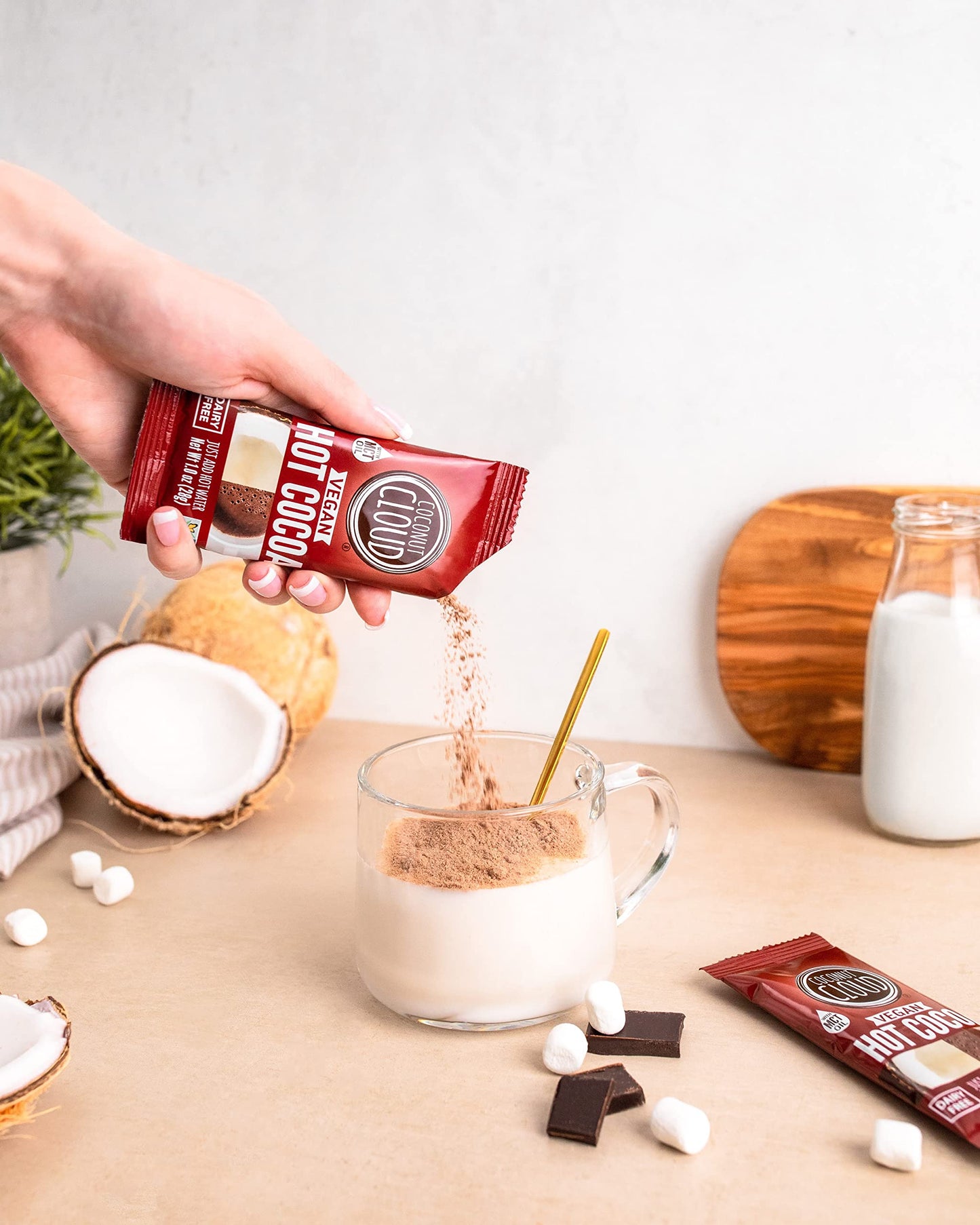Dairy Free Hot Cocoa Sticks | Delicious, Vegan, Non-Gmo, Natural, Coconut Powdered Milk + Mct Oil. (Just Add Water & Enjoy A Per