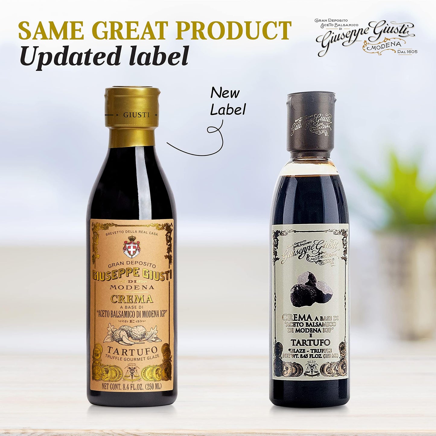 Giusti Truffle Balsamic Glaze - Gourmet Vinegar Reduction Based On Balsamic Vinegar Of Modena With Black Truffle - Rich & Thick