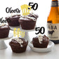 ZHUOWEISM Cupcake Toppers, 36 PCS Glitter malt-inspired Mug, 50th Birthday Decorations, Small, Gold/White, Bamboo