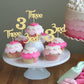 24 Pack 3rd Birthday Cupcake Toppers Glitter Third Birthday Three Cupcake Picks for Baby Shower 3rd Birthday Anniversary Party C