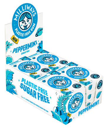 Milliways Peppermint | Plastic Free Gum | Xylitol, Aspartame-Free, Sugar-Free, Plant-Based, Natural Chewing Gum | 120 Pieces Tot