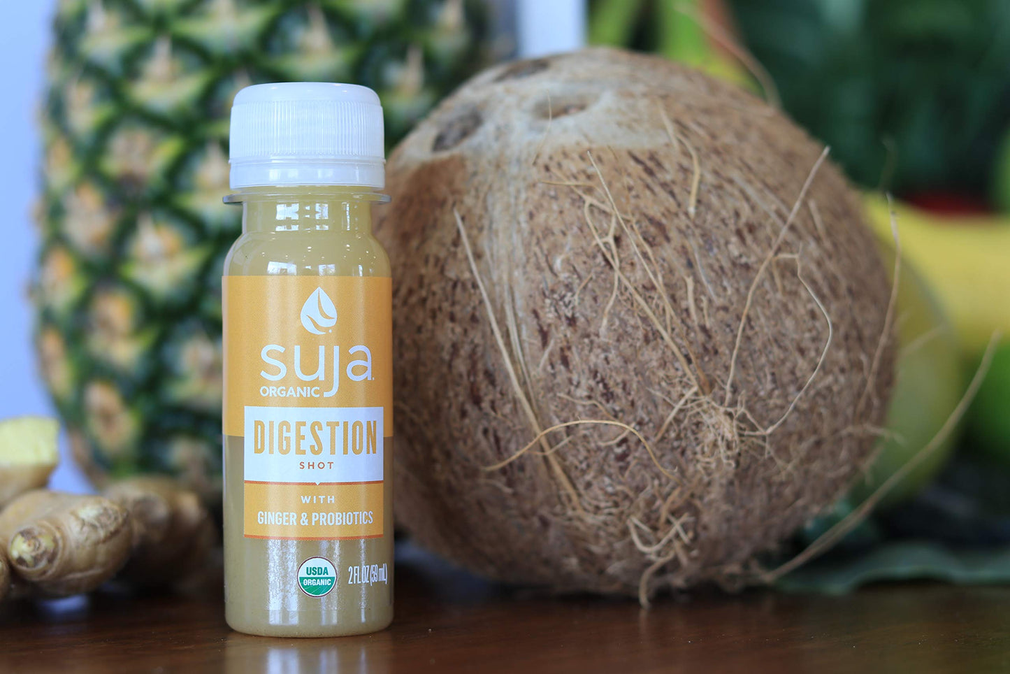 Suja Organic Cold-Pressed Digestion Shot With Ginger And Probiotics, 2 Fl Oz (Pack Of 15)