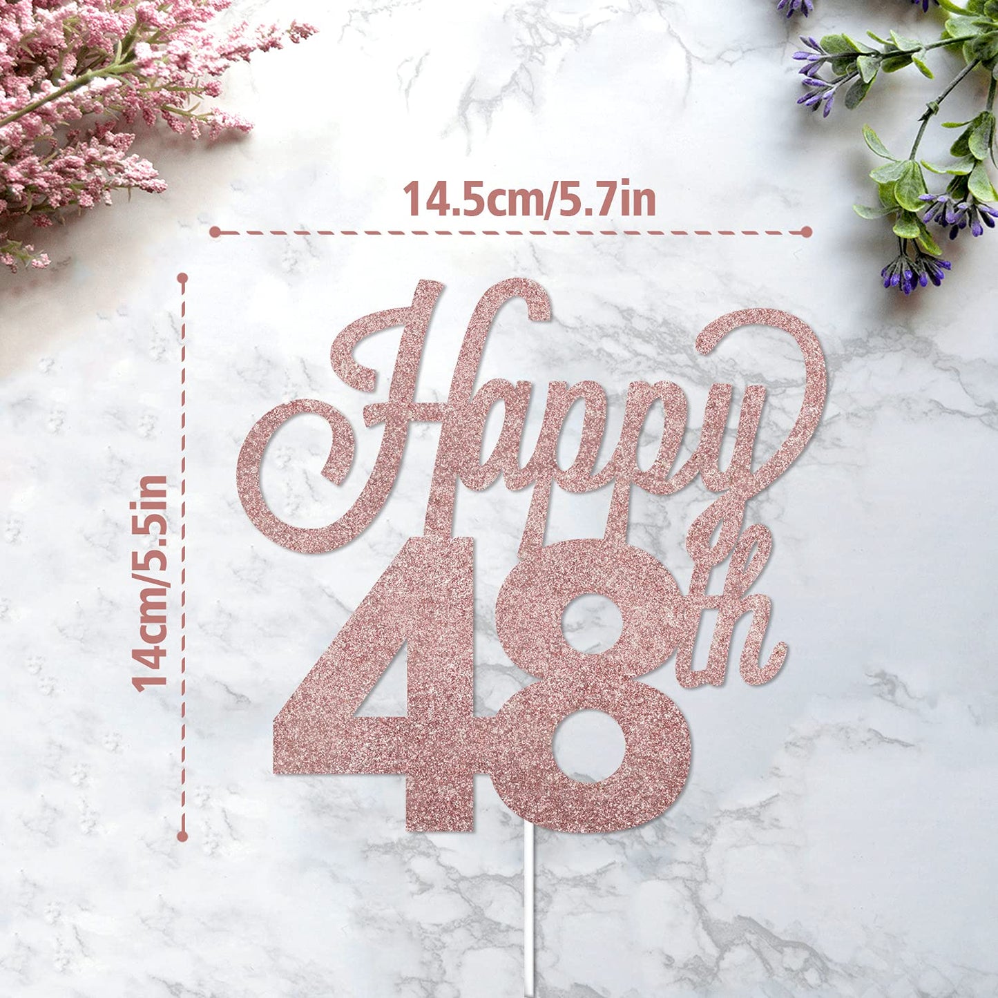 Lingteer Happy 48Th Birthday Cake Topper - Cheers To 48Th Birthday 48 Years Old Birthday Party Cake Decorations Sign.