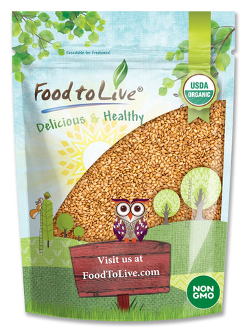 Food to Live Organic Golden Flax Seeds, Whole Raw, Non-GMO, Vegan, 8 Ounces