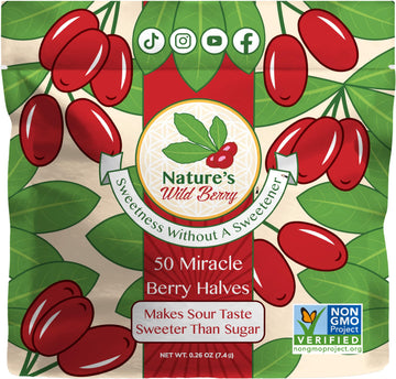 New 50 Flavor Changing Berry Halves | New Eco-Friendly Smart Pack | Miracle Berry By Natures Wild Berry | Freeze Dried In Usa |