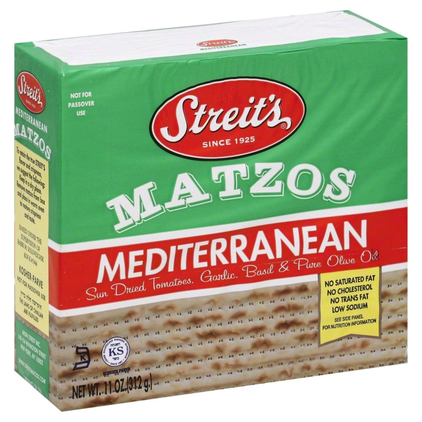 Streits Mediteranean Matzos- 11 oz box (Pack of 12)