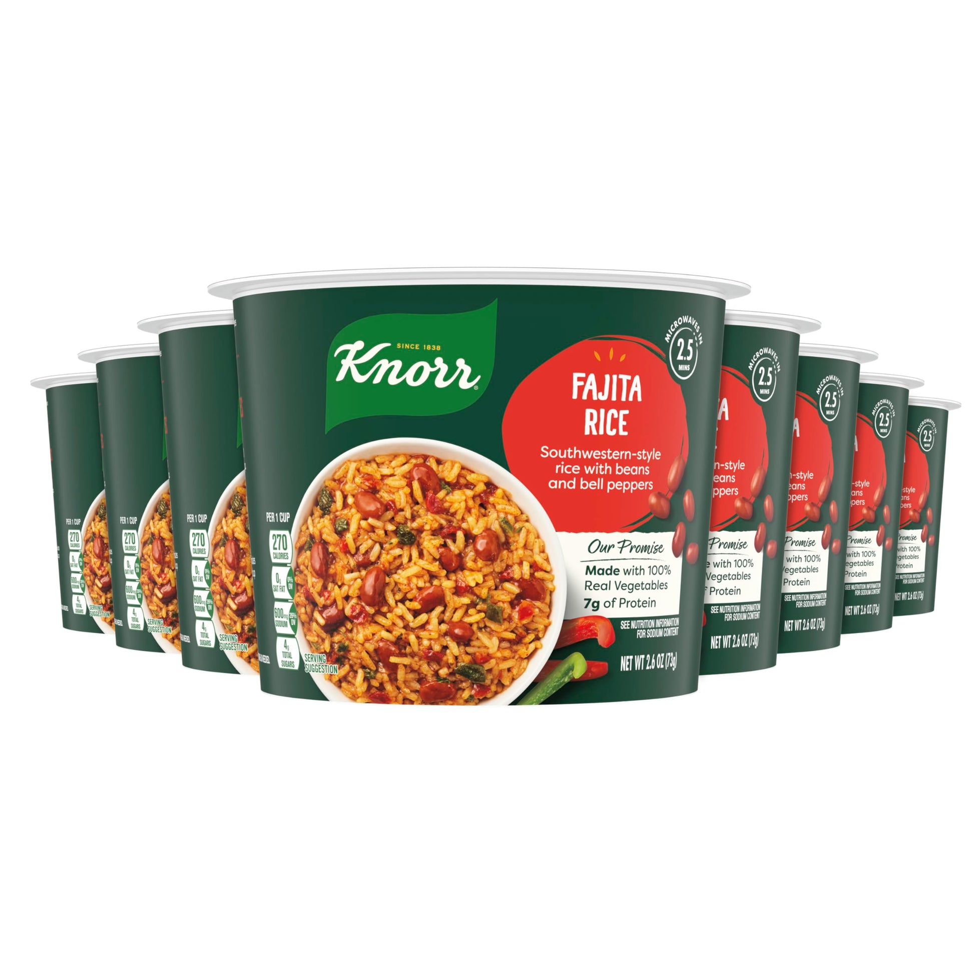 Knorr Rice Cup Fajita Rice 8 Ct Delicious Rice Dish No Artificial Flavors Or Preservatives 2.6 Oz