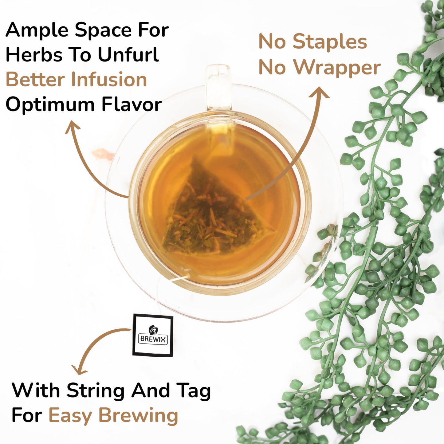 BREWIX Lavender Mint Herbal Tea, Caffeine Free, 25 Pyramid Bags