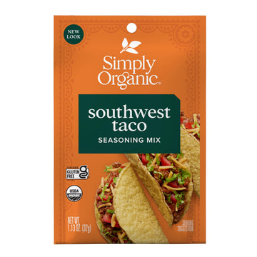 Simply Organic Southwest Taco Seasoning Mix, Vegan Friendly, Kosher, Usda Certified Organic, Non-Gmo, 1.13 Ounce (Pack Of 12)