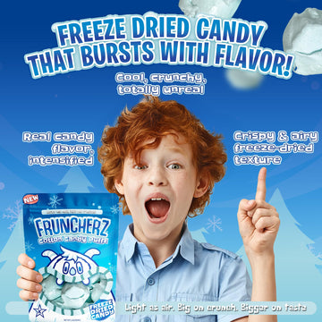 Fruncherz Cotton Candy Puffz - Kosher Freeze-Dried Crunchy Snack, Gluten-Free, Light & Fluffy Treat in Resealable Bag