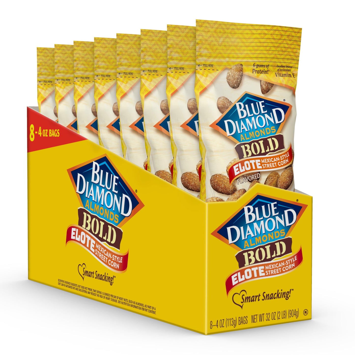 Blue Diamond Almonds BOLD Elote Flavored Snack Nuts, 4oz Shareable Size, Pack of 8