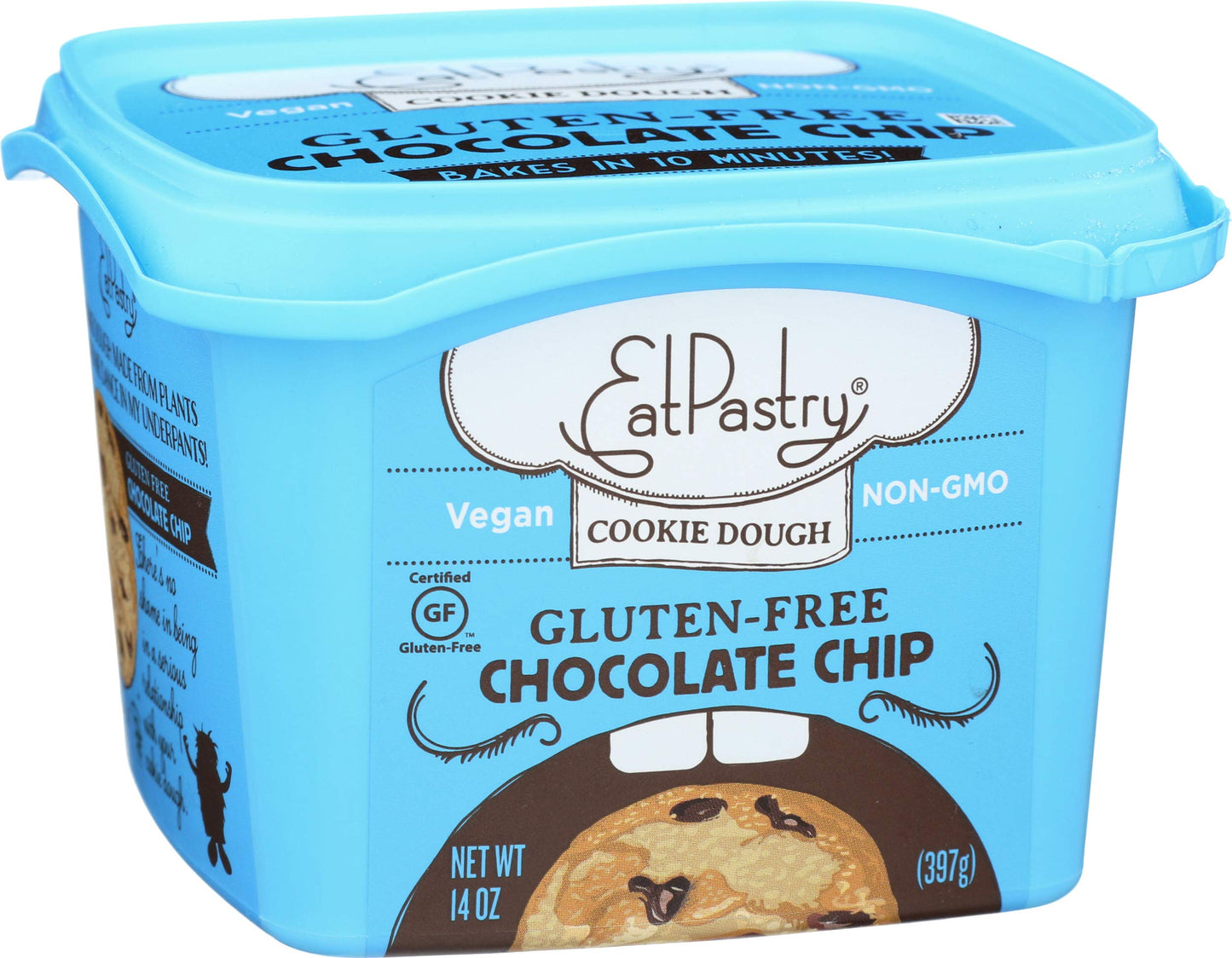 Eatpastry Gourmet Edible Vegan Cookie Dough, Ready To Eat, Healthy Dessert, 6-14 Oz Cookie Dough Tubs Total (Gluten Free Choc Ch