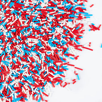 Patriotic Sprinkles for Cake Decorating Edible Red White and Blue Jimmies Sprinkles Mix 7 ounce for Cookies Ice Cream Chocolate 