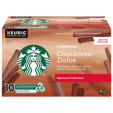 Starbucks Signature Collection Cinnamon Dolce Flavoured Ground Coffee K-Cup Pods, 10 Count Box, 101 Gram