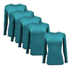 Natural Uniforms Womens Under Scrub Tee Crew Neck Long Sleeve T-Shirt-5-Pack (2X-Large, 5 Pack- Teal)