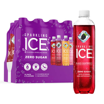 Sparkling Ice Purple Variety Pack, Flavored Water, Zero Sugar, With Vitamins And Antioxidants, 17 Fl Oz, 12 Count (Black Raspber
