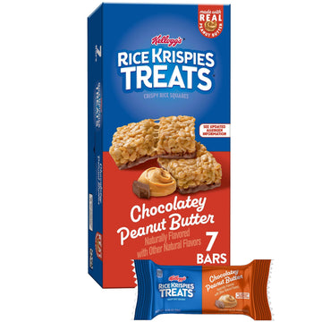 Rice Krispies Treats Crispy Rice Squares, Kids Snacks, Snack Bars, Chocolatey Peanut Butter, 5.4oz Box (7 Bars)