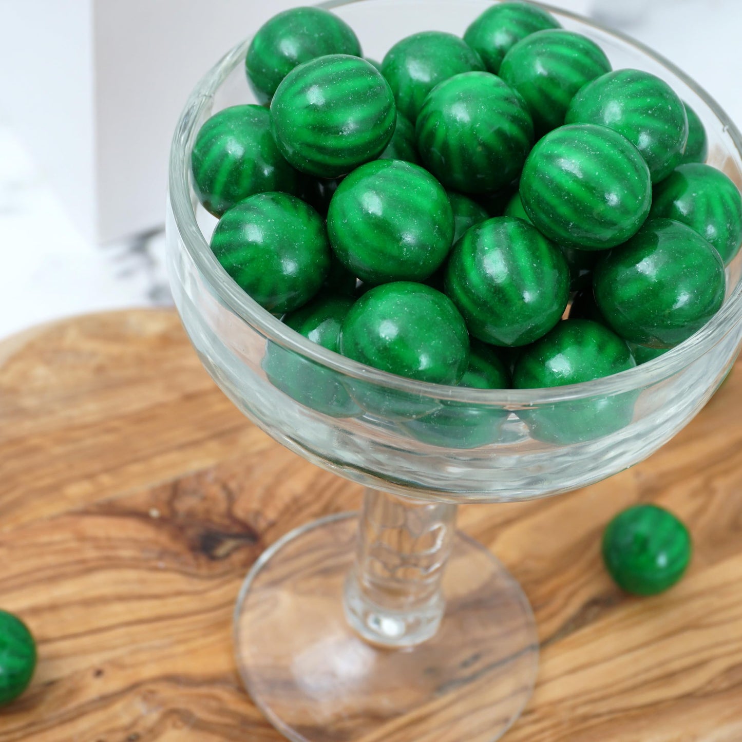 Watermelon Gumballs for Gumball Machine Refills, Watermelon Candy Large Gumballs, 1 Inch Gum Balls, Green Candy, The Hampton Pop