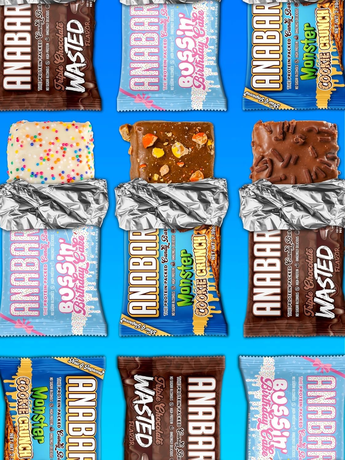 Anabar Protein Bar, The Protein-Packed Candy Bar, Amazing Tasting Protein Bar, No Sugar  S, High Protein, Amazingly Delicious (12 Bars, Milk Chocolate Monster Cookie Crunch)