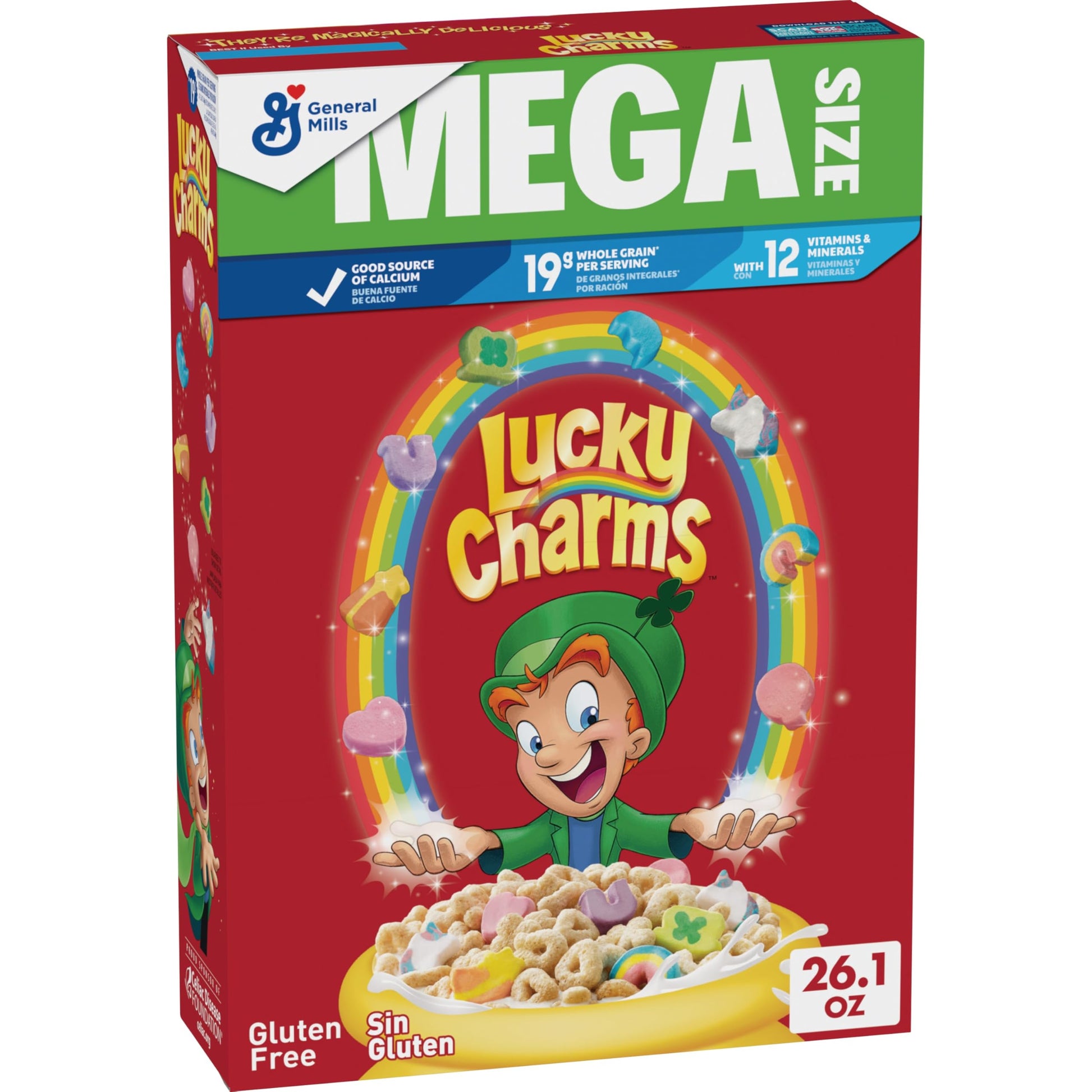 Lucky Charms Gluten Free Cereal with Marshmallows, Limited Edition, Whole Grain, Mega Size, 26.1 oz