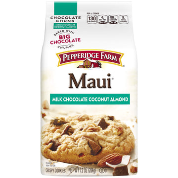 Pepperidge Farm ,Maui Milk Chocolate Coconut Almond Chocolate Chunk Crispy Cookies, 7.2 Ounce