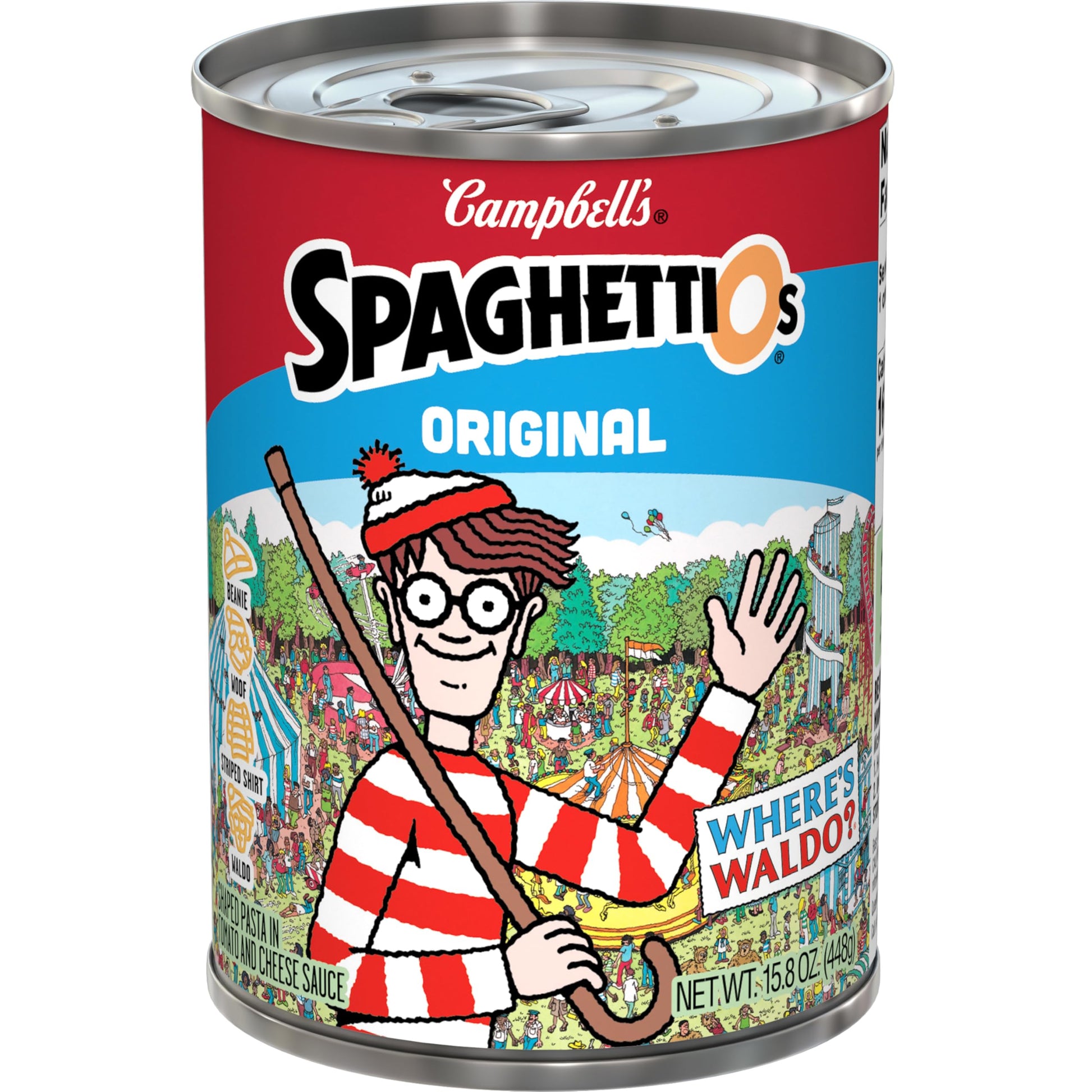 SpaghettiOs Original Canned Pasta With Wheres Waldo? Shapes, 15.8 oz Can (Packaging May Vary)