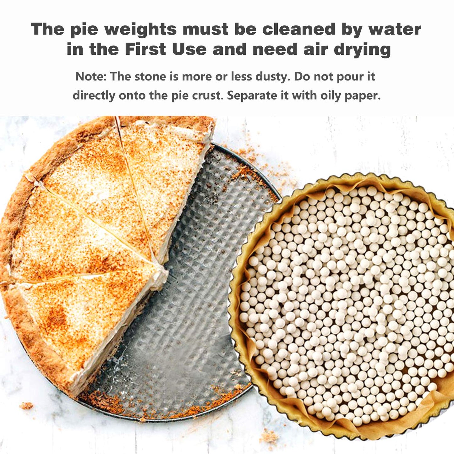 Hommtina 2.2Lb Ceramic Pie Weights Baking Beans Pie Crust Reusable 10mm Weights Natural Ceramic Stoneware with Wheat Straw Conta