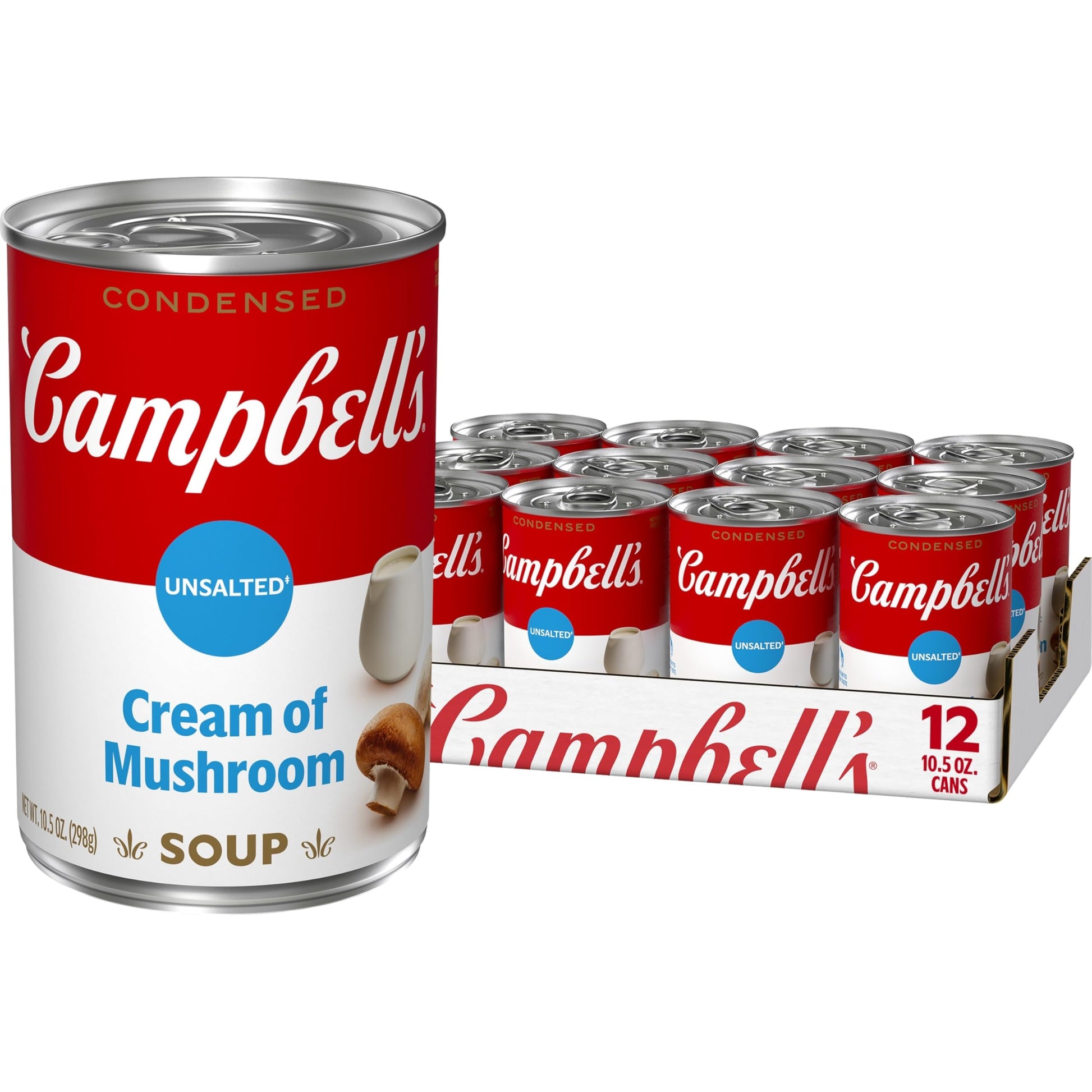 Campbell s Condensed Unsalted Cream of Mushroom Soup, 10.5 oz Can (12 Pack)