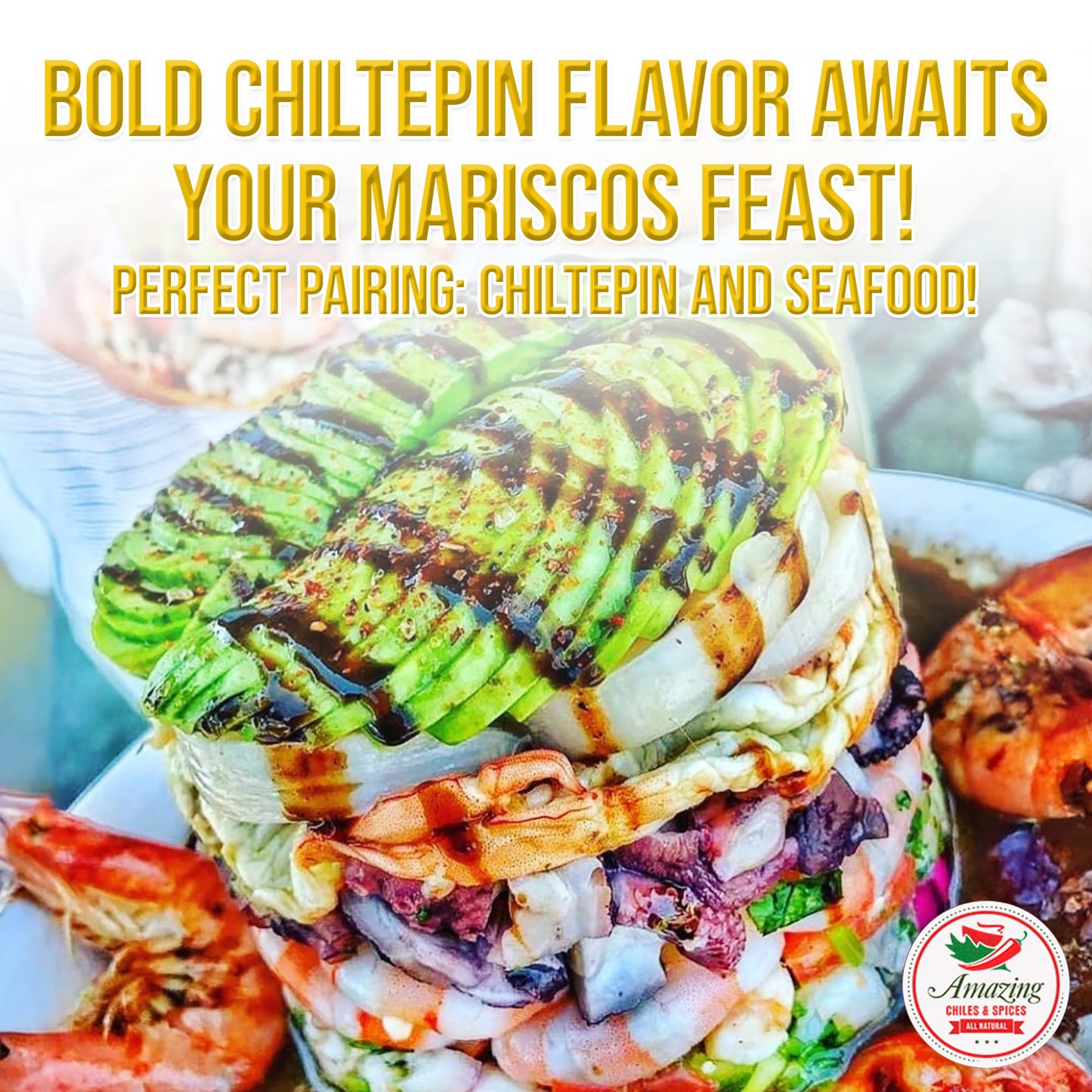 Amazing Chiles & Spices Dried Chiltepin Peppers – 1oz Bag, Very Hot with Smoky Flavor, Resealable Packaging