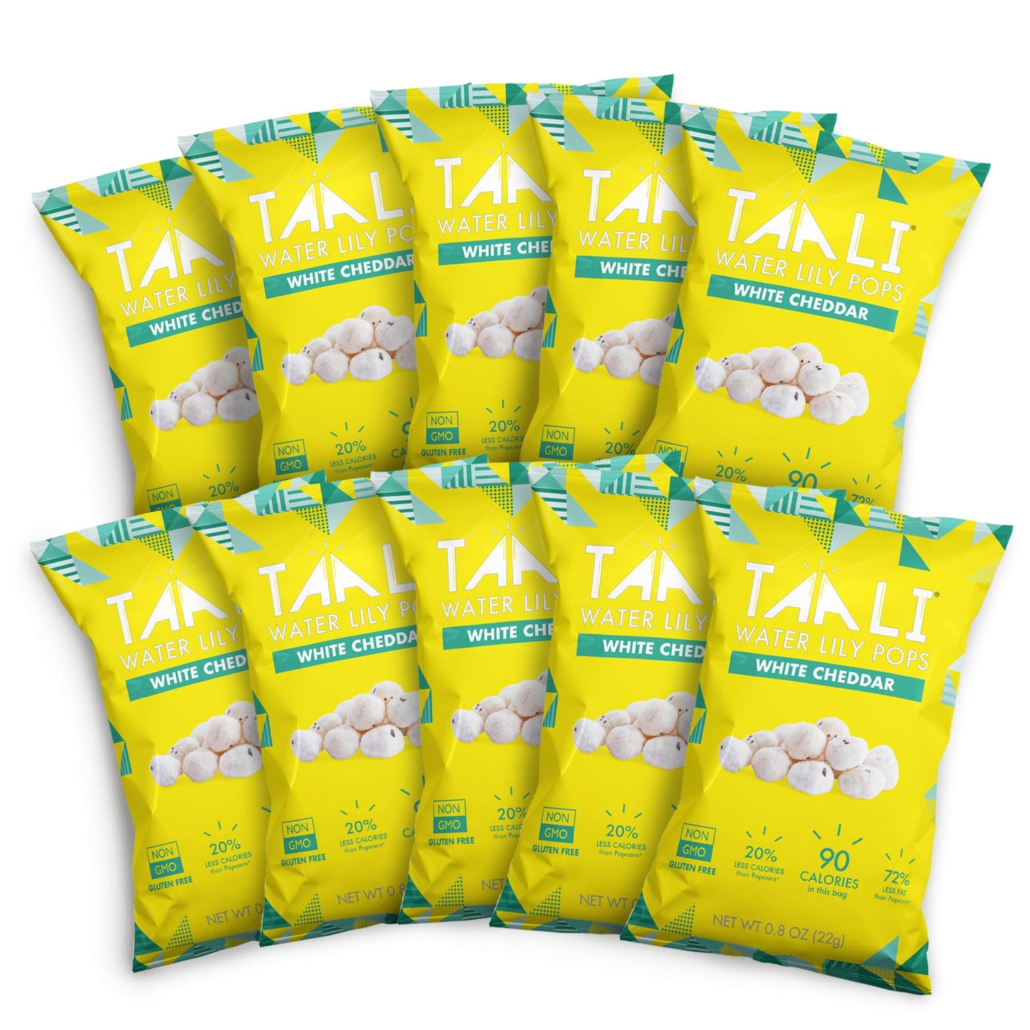 Taali White Cheddar Water Lily Pops (10-Pack) - Buttery Rich American Flavor | Crunchy Superfood Snack | Protein-Rich Roasted Po