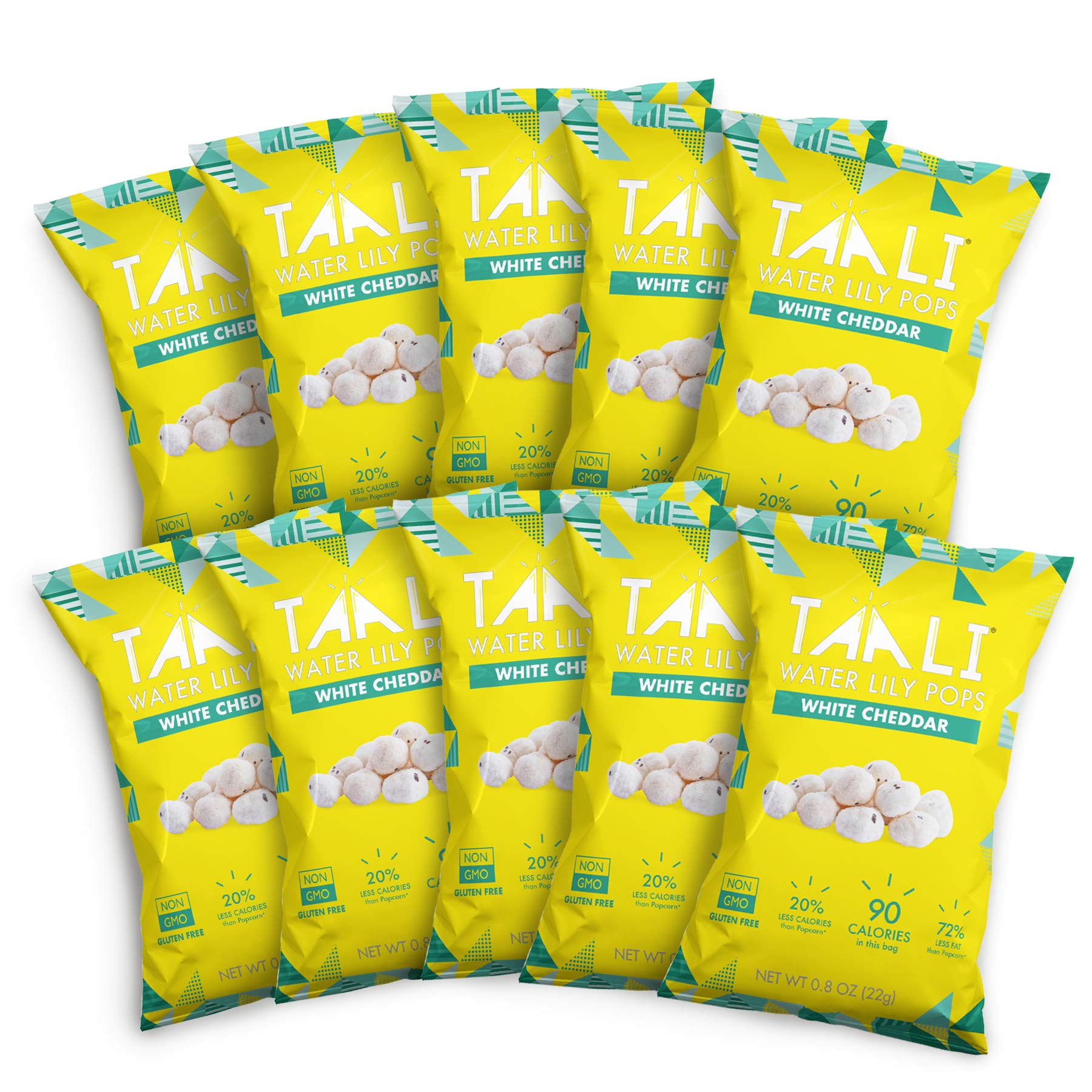 Taali White Cheddar Water Lily Pops (10-Pack) - Buttery Rich American Flavor | Crunchy Superfood Snack | Protein-Rich Roasted Po