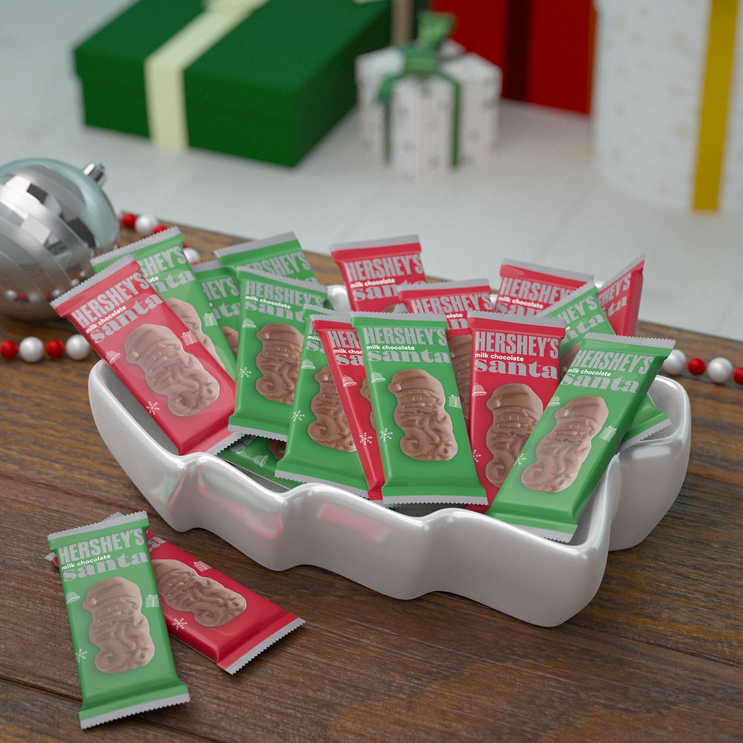 Hersheys Milk Chocolate Santas, Christmas Candy Bars, 1.2 Oz (36 Count)