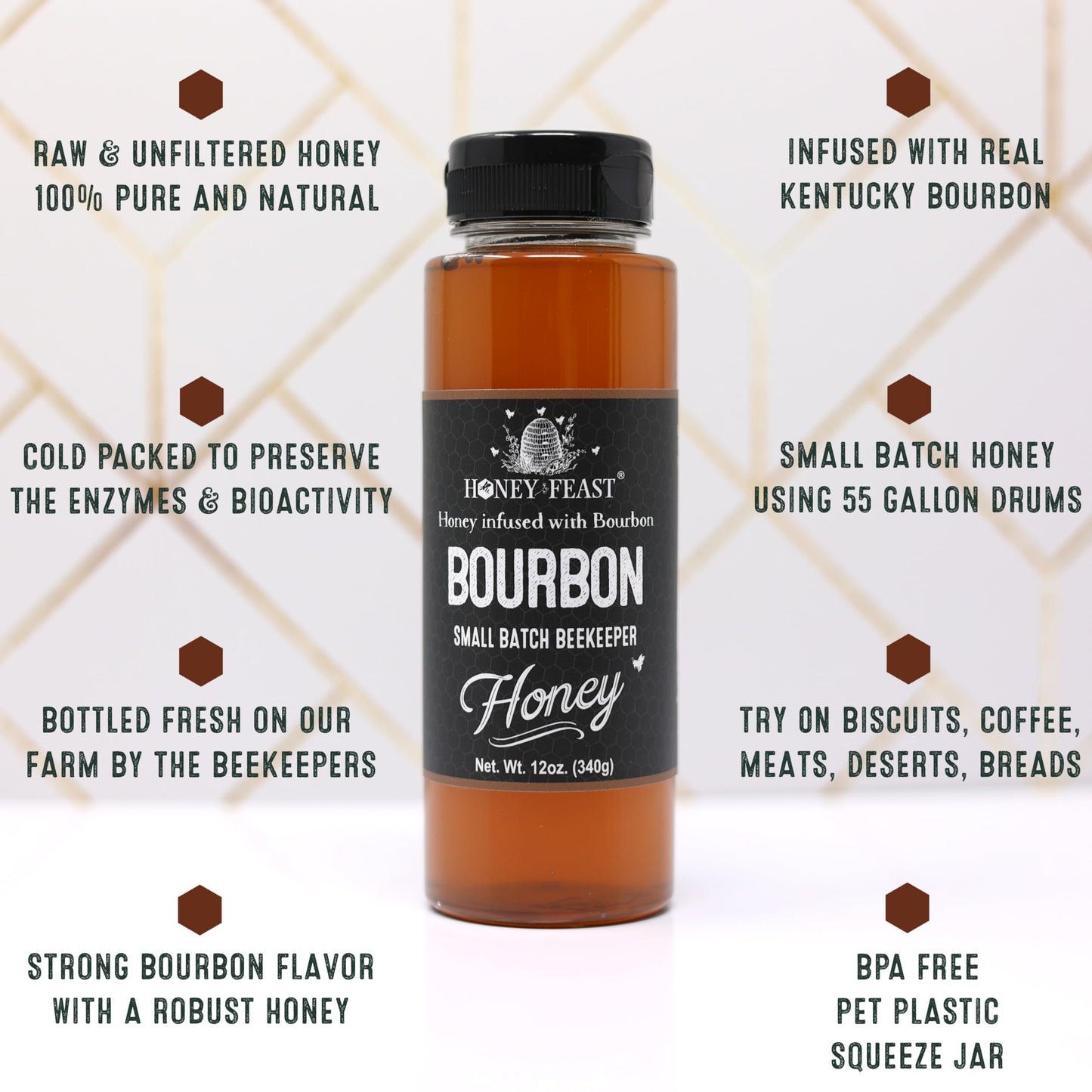Honey Feast spirit-inspired flavor Honey - Artisanal Raw Honey, 12 Ounce, spirit-inspired flavor-Infused, Ideal for Enthusiasts & Gourmets