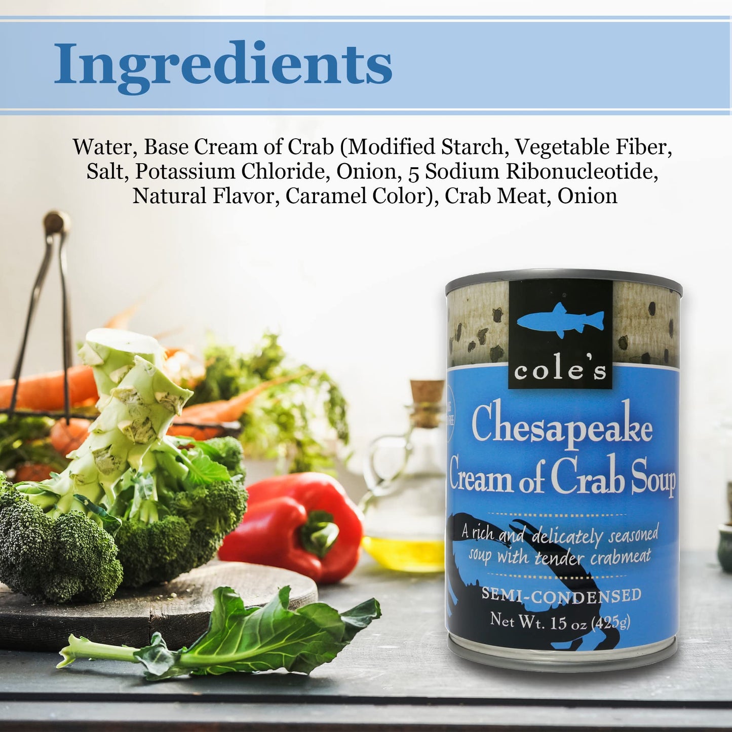 Coles - Pack Of 6 Chesapeake Cream Of Crab Soup - Premium Canned Fresh Crab Meat & Nutritious Semi Condensed And Gluten-Free Bis