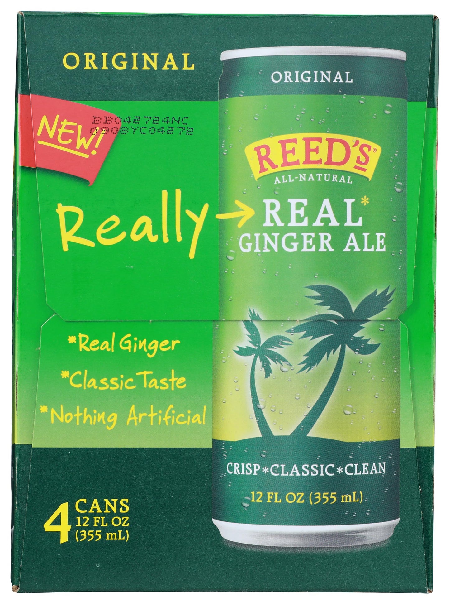 Reeds Ginger Ale Soda, Real Ginger Brew, 12 Fl Oz, 4 Pack, Model 8274665000