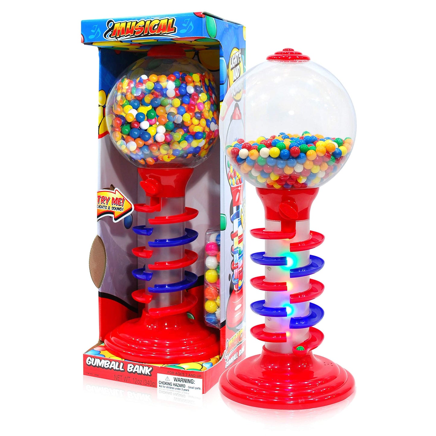 Sweet N Fun Light And Sound Spiral Gumball Bank With 340G Gumballs, 21''