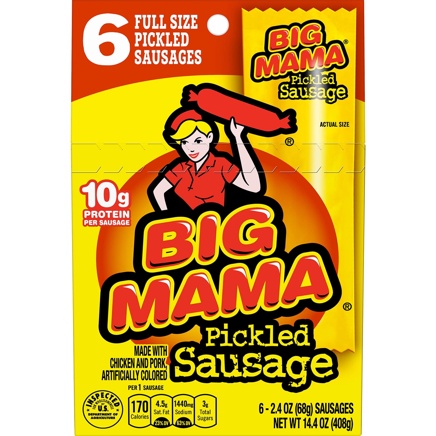 Penrose Big Mama Pickled Sausages, 2.4 Ounce, 6 Pack