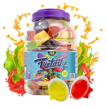 Funtasty Jelly Cups - 55 Count Jar - Assorted Fruit Candy, Vegan Friendly