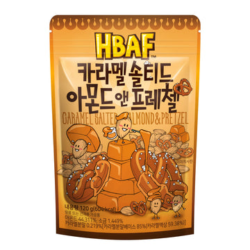 HBAF Korean Salted Caramel & Pretzel Almonds Protein Snack, 6.65 oz, Healthy On-the-Go Snack, Ideal for After-School & Office