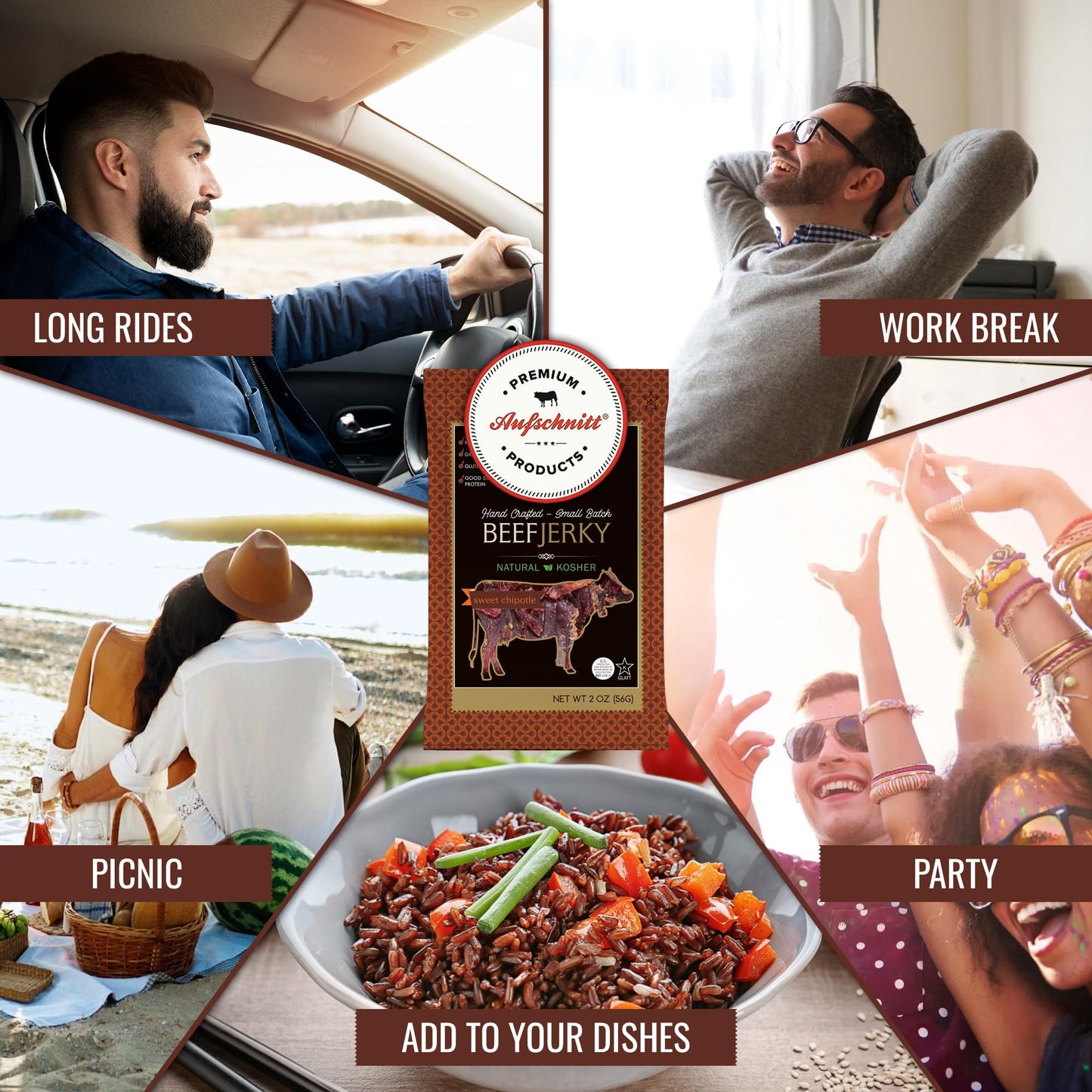 Aufschnitt Grass Fed Beef Jerky - Low Sodium, Certified Kosher - Made In Usa - Keto & Halal Friendly - 12 Pack, Sweet Chipotle