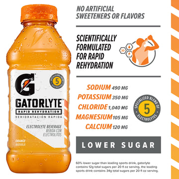 Gatorlyte Rapid Rehydration Orange Electrolyte Beverage,20 Fl Oz Bottle