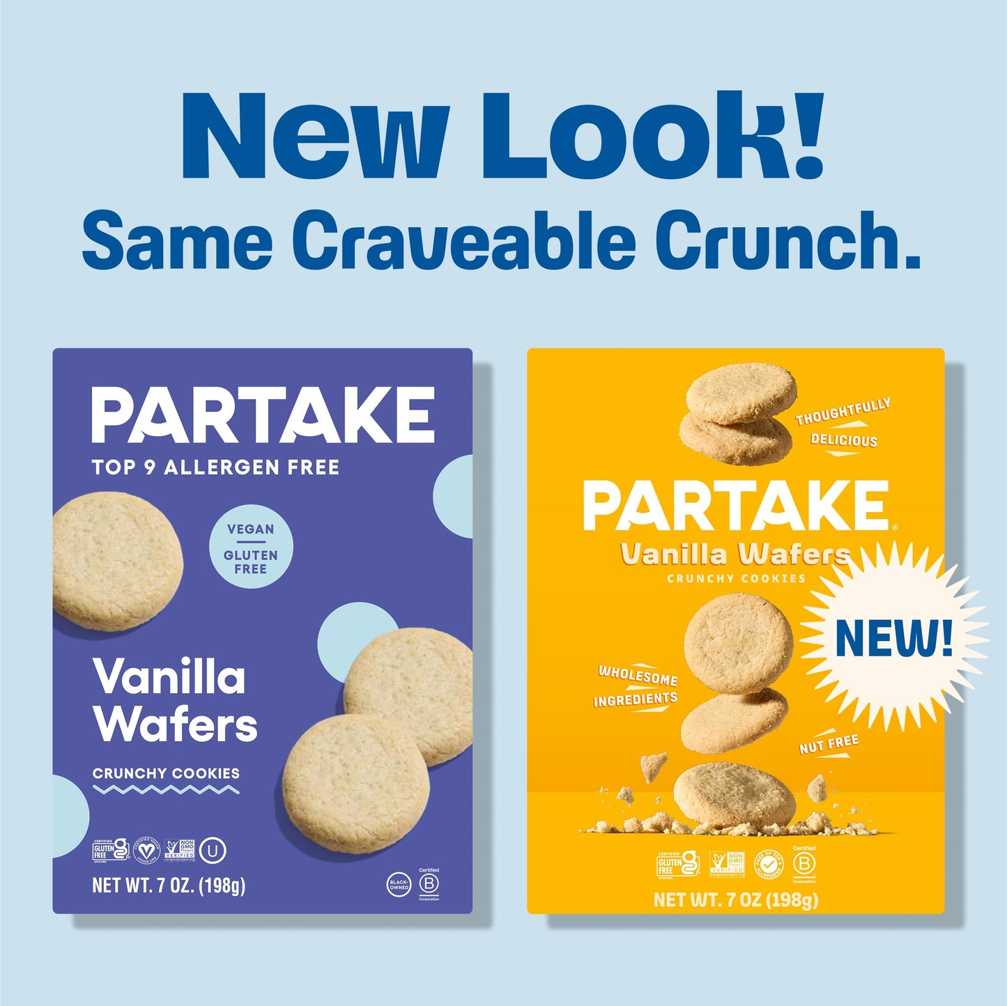 Gluten Free Partake Mini Classic Graham Crackers & Vanilla Wafer Cookies Variety Pack - Vegan - Free From the Top 9 Allergens In