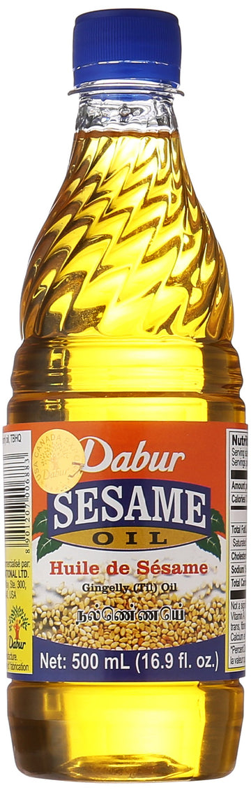Dabur Sesame Oil for Cooking, 16.9 Fl Oz, Natural Extract, Ideal for Grilling, Baking, Sautéing, and Roasting