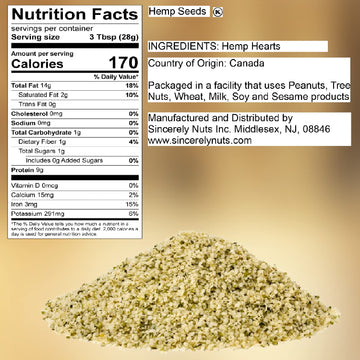 Sincerely Nuts Hulled Hemp Seeds - (5 lb bag) All Natural Super Food | Natures Complete Protein Contains All 9 Essential Amino Acids | Omega 3 Fat for the Heart | Non GMO  Kosher  Gluten Free  Raw