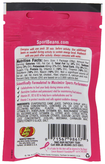 Jelly Belly Sport Beans, Fruit Punch Energizing Jelly Beans, 1-Ounce Bags (Pack of 24)