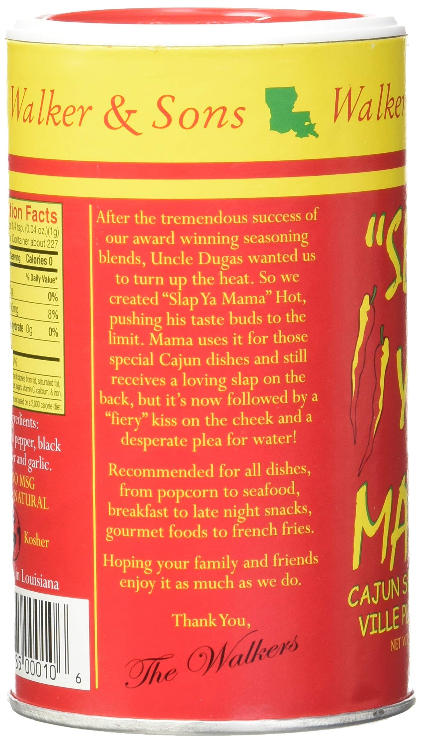 Slap Ya Mama Cajun Seasoning from Louisiana, Hot Blend, No MSG and Kosher, 8 Ounce Can, Pack of 3