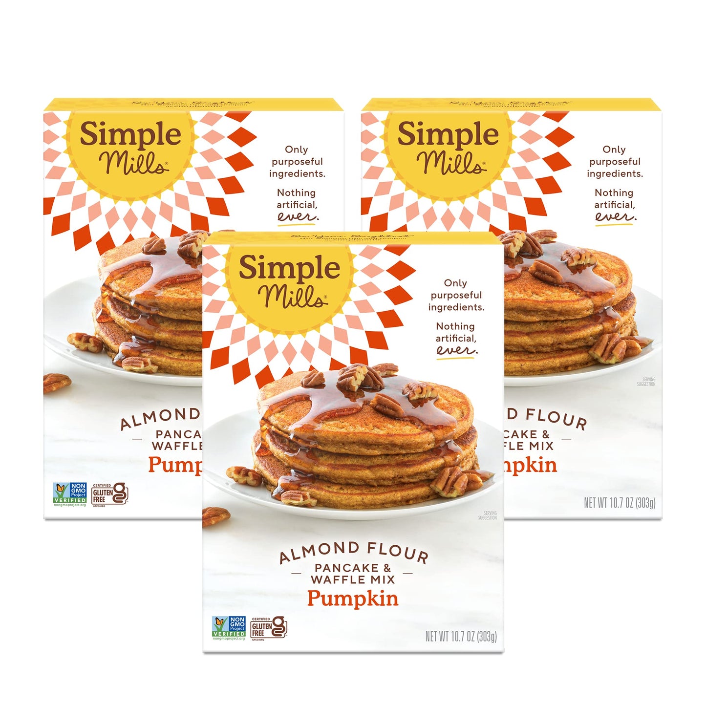 Simple Mills Almond Flour Pancake & Waffle Mix, Pumpkin - Gluten Free, Plant Based, Paleo Friendly, Breakfast 10.7 Ounce (Pack o