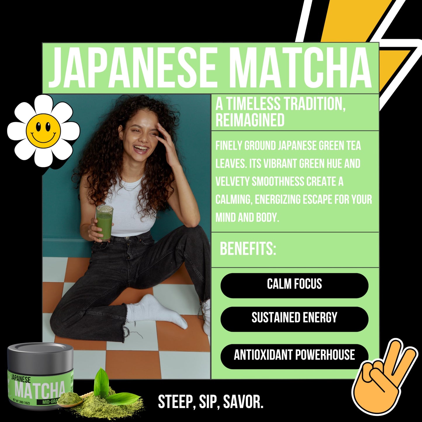 REVIVAL TEA COMPANY Japanese Matcha Powder - Green Tea Blend for Ceremonial Teas and Lattes - 1 Ounce