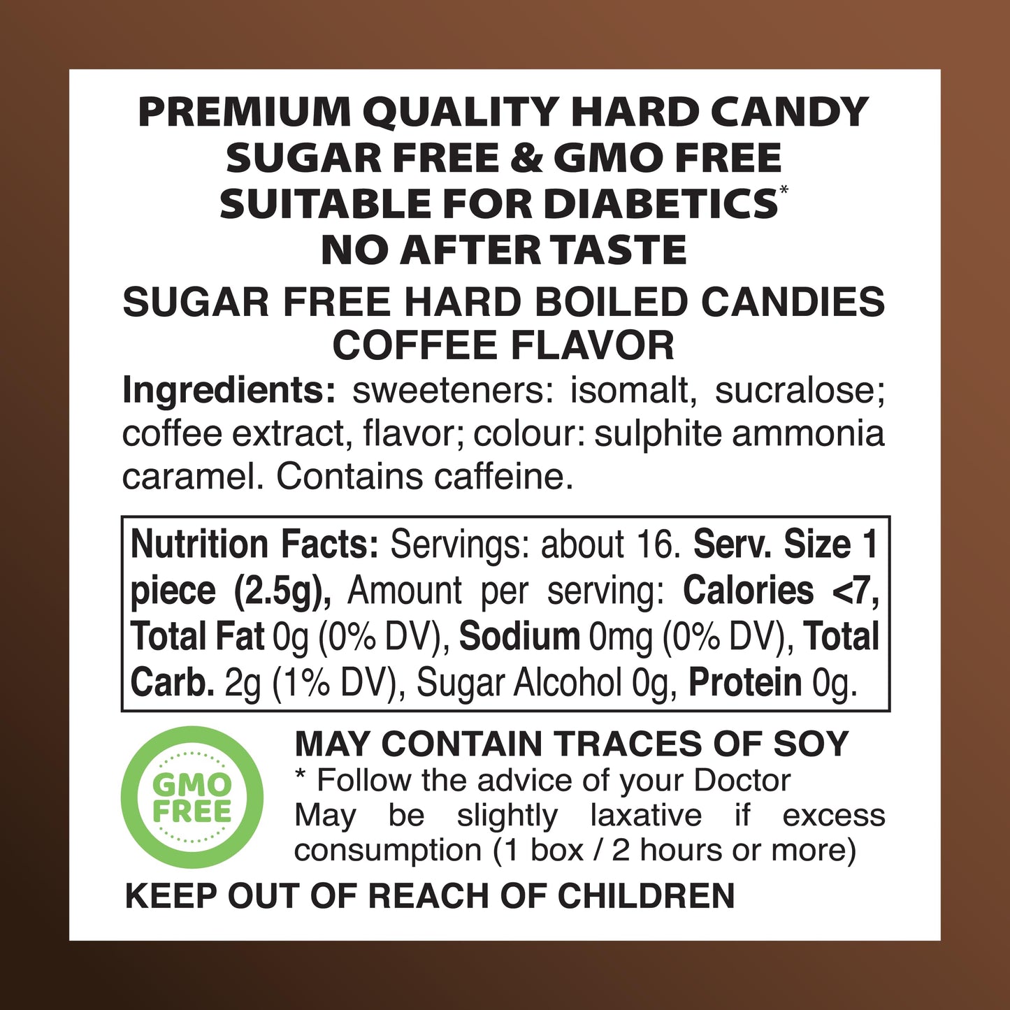 Swiss Imports Sugar Free Bonbons Hard Candy Drops, Coffee, 1.4 Oz/ 40G Box, 9 Pack